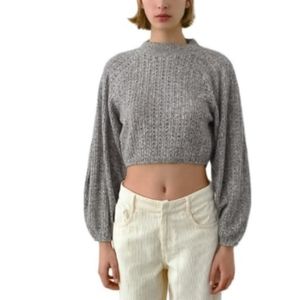 Zara Gray Open Knit Cropped Sweater New Without Tags